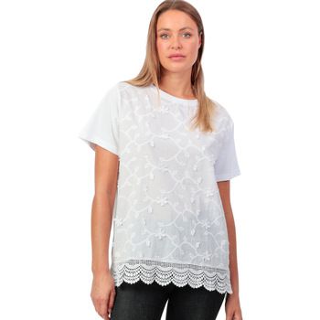 Admas Blusa Camiseta de manga corta Guipur And Embroidery para mujer