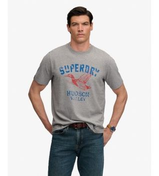 Superdry para hombre. M1012443A Camiseta Wild Frontier gris (XL), Casual, Algodón, Manga corta