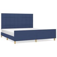 cama doble  cama para adultos  estructura de cama con cabecero de tela azul 180x200 cm