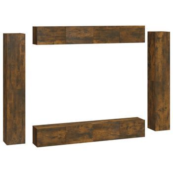 Set De Muebles De Tv 8 Pzas Madera Contrachapada Roble Ahumado Vidaxl