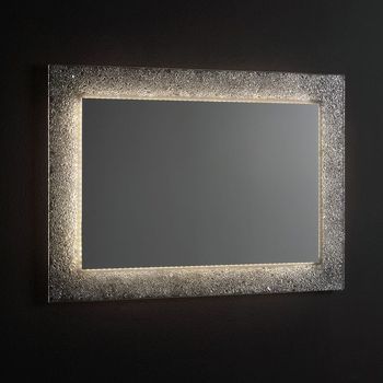 Espejo Con Marco De Granilla De Vidrio Color Hielo Reversible 98 X 70 Cm