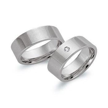 Alianzas 14 quilates oro blanco con diamante