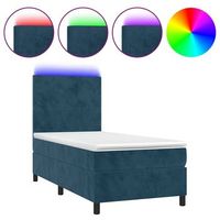 cama individual  cama para adulto  cama box spring colchon y led terciopelo azul oscuro 90x200 cm
