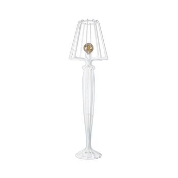 Lámpara De Pie Minerva Ø38x166 Cm En Hierro Estilo Reticulado Diseño Moderno Con Interruptor De Pie Conexión E27 Made In Italy Blanco