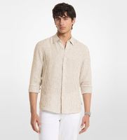 michael kors para hombre cs64005gxe camisa de lino beige s casual manga larga