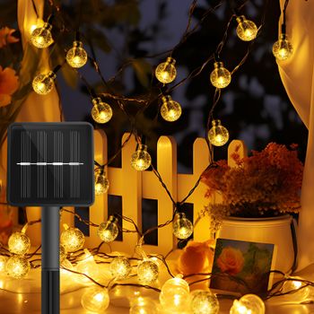 Aigostar Guirnaldas Luces Exterior Solar, 12m 50LED Guirnaldas Solares, Luces Decorativas con 8 Modos 2700K, IP65 Guirnalda Solar Exterior para Jardín Terraza, Patio, Navidad. Burbuja