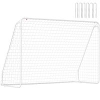 porteria de futbol homcom - porteria de futbol para entrenamiento 301l x 120l x 200h cm - estructura metalica epoxi - red de piquetes incluida - blanco