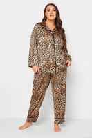 yours pijama marron satinado estampado leopardo