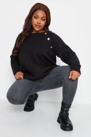 yours jersey de punto negro botones en hombro mujer curvy y tallas grandes yours