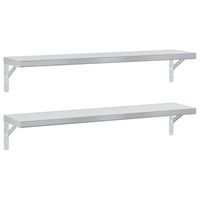 estantes de pared 2 uds acero inoxidable plateado 100x235 cm vidaxl