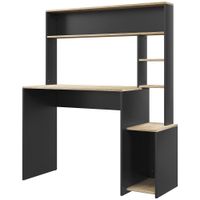 homcom mesa de ordenador con estantes escritorio con estanterias soporte para monitor cpu 114x45x138 cm gris y natural   aosom espana