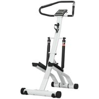 sportnow stepper con 12 niveles de resistencia pantalla lcd 2 ruedas 80 cmx61 cmx134 cm blanco  negro   aosom espana
