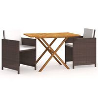 set de comedor de jardin 3 piezas  mueble de jardin con cojines marron