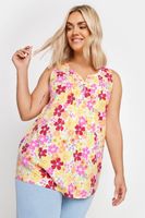 yours camiseta floral sin mangas de algodon con jaretas mujer curvy y tallas grandes yours