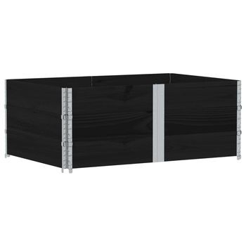 Collares De Palets 3 Uds Madera Maciza De Pino Negro 150x100 Cm Vidaxl