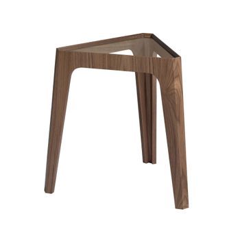 Mesa Rincón Triangular Cristal Templado Y Nogal Angel Cerdá 2106 58x50x55
