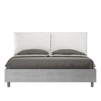 cama matrimonial con almacenaje 160x200 cemento cojines cuero sintetico blanco egos antea
