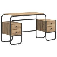 escritorio con almacenamiento roble artisan 145 x 50 x 75 cm vidaxl