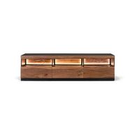 mueble tv de madera de acacia natural y negra