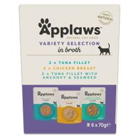pack de prueba applaws pouch en caldo 24 x 70 g - pack mixto de atun y pollo 3 variedades