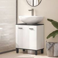 mueble bajo lavabo de melamina homcom 60x34x70 cm - blanco brillo