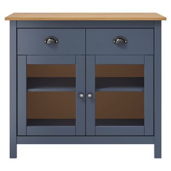 Mesita De Noche Mesilla De Noche - Madera Maciza De Pino Gris 90x40x80 Cm Mc7949