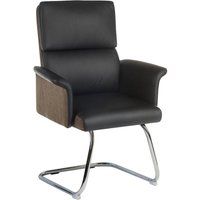 teknik elegance 6959blk faux-leather visitor chair - black  brown black