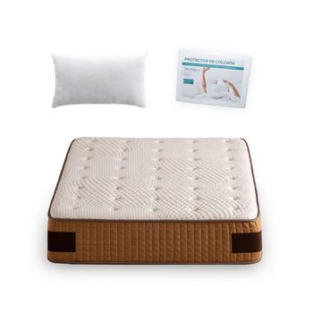 Colchón Viscoelástico, Premium 140x200 Altura 32 Cm Con 2 Almohadas Fibra De 70-75  Y Protector Rizo De 140, Phantasus