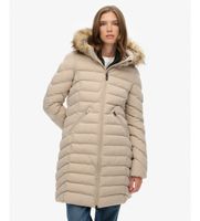 superdry para mujer w5011999a abrigo fuji faux beige s casual poliester reciclado sostenible