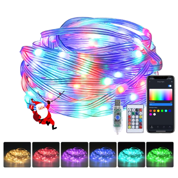 Aigostar Luces de Navidad Inteligente RGB 10 m 100 LED, Guirnalda Luces Cadena de Luces para Navidad Halloween, Alimentación por USB, Sincronización con Música, Control de APP y Control Remoto