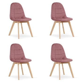 Set De 4 Silla De Comedor Terciopelo Valora Nuuc Asiento De Terciopelo Rosa Oscuro