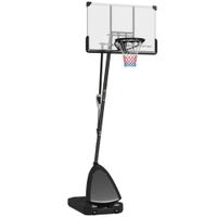 sportnow canasta de baloncesto para exterior ajustable de 150-305 cm con ruedas base rellenable y sistema de retorno negro