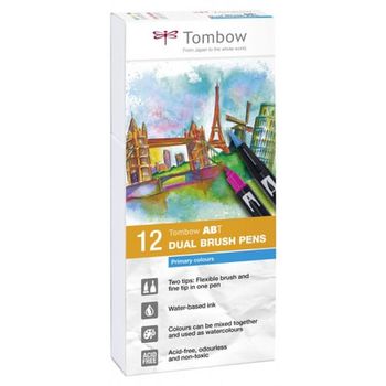 Tombow ABT Dual Brush Pen 2 tips Primary Colours PK12