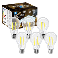 aigostar - bombilla led e27 edison 6w equivalente a 58w blanco frio 6500k 780 lumenes bombilla led vintage decorativa a60 de filamento no regulable cristal transparente pack 6