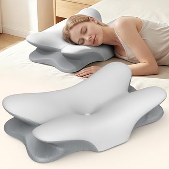 Almohada Ergonómica De Espuma Viscoelástica Con Forma De Mariposa Y Núcleo De Soporte Cervical Para Dormir De Lado Con Recuperación Lenta.