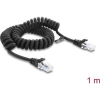 cable de red delock rj50 espiral 1 m negro cat5e