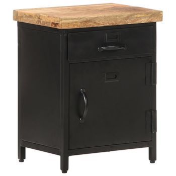 Mesita De Noche De Madera Maciza De Mango Rugosa 40x30x52 Cm Vidaxl