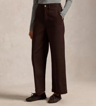 Polo Ralph Lauren para mujer. 211873988500 Pantalón Chino de pierna ancha marrón (46), Casual, Algodón