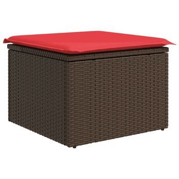 Taburete De Jardín Con Cojín Ratán Sintético Marrón 55x55x37 Cm V6162 Unico / Marrón
