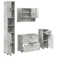 juego de muebles de bano 4 uds gris concreto 35 x 30 x 192 cm vidaxl