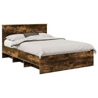 cama matrimonial  cama para adulto  estructura de cama con cabecera roble ahumado 160 x 200 cm
