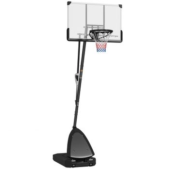 SPORTNOW Canasta de Baloncesto para Exterior Ajustable de 150-305 cm con Ruedas Base Rellenable y Sistema de Retorno Negro