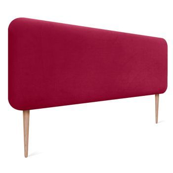Dhome Cabecero Tapizado En Terciopelo Liso Con Patas Redondeado Para Pared Acústicos Cabeceros Absorbentes Cabezal Cama Dormitorio (rojo, 150cm)