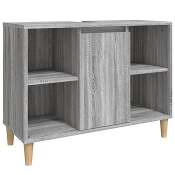 Armario De Almacenamiento | Armario De Lavabo Madera Contrachapada Gris Sonoma 80x33x60 Cm