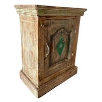mesita de madera acabado artesanal marron 49x28x62h cm