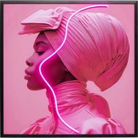 cuadro enmarcado led pink woman de acrilico rosa 80 x 80 cm