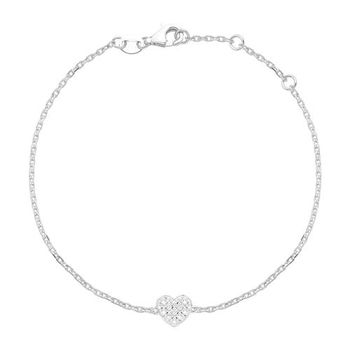 Pulsera corazón diamantes oro blanco 14 quilates