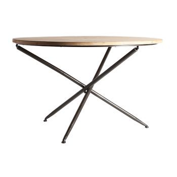 Lastdeco Mesa Comedor Tirkane. Estilo Industrial. Color Negro. 120 X 120 X 75 Cm