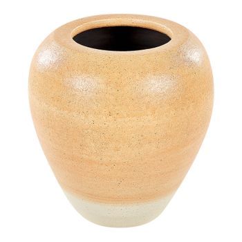 Jarrón De Terracota Naranja Beige 34 Cm Hecho Pintado A Mano Vintage Skione