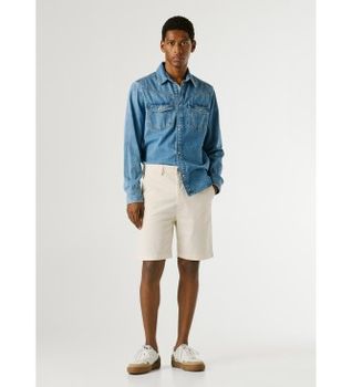 Pepe Jeans para hombre. PM8000034 Short Regular Chino blanco (28), Casual, Algodón